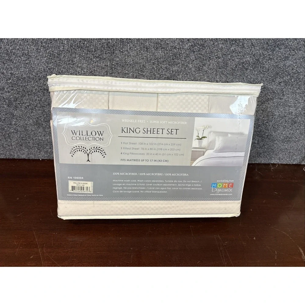 Home Dynamix Willow Collection 6-Piece Bed King Sheet‎ Set~Super Soft Microfiber